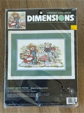 Vintage Dimensions Teddy Bear Picnic Counted Cross Stitch Kit Unopened